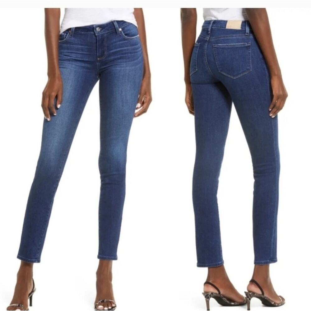 PAIGE Skyline Skinny Jeans Women's Size 27 DARK BLUE  Denim Stretch LUXURY $219